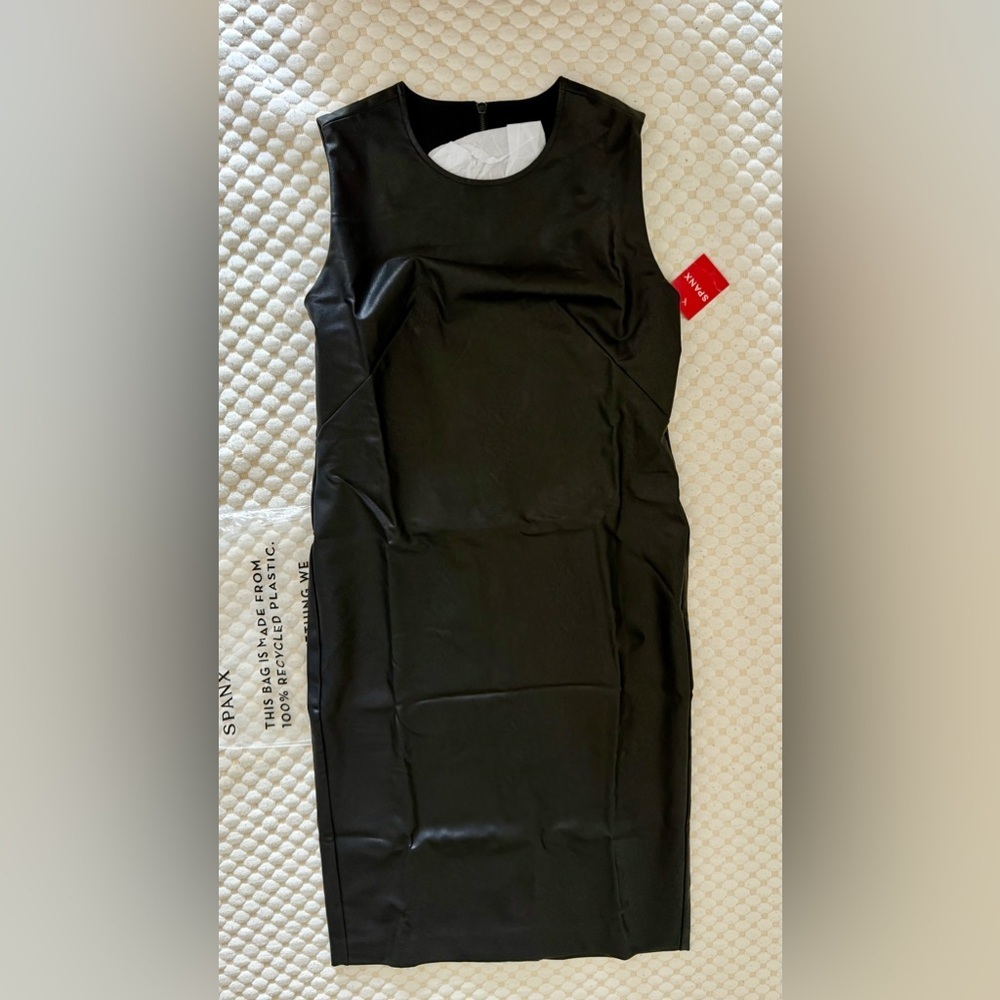 SPANX Black Faux Leather Sheath Dress 
Size M original Price $228 - Picture 8 of 17